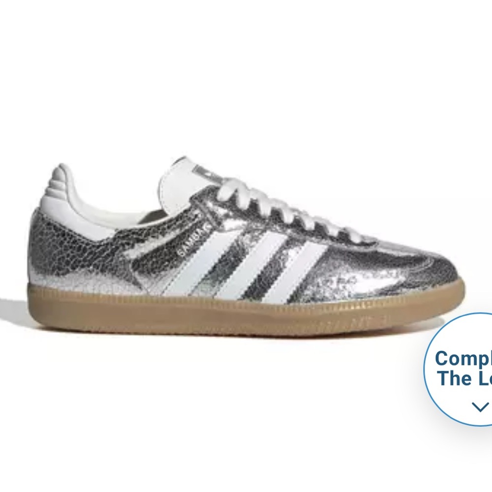 Adidas Metallic Silver Sneakers with White Stripes
